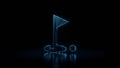 3d rendering wireframe neon glowing symbol of golf on black background with reflection Royalty Free Stock Photo