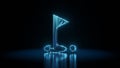 3d rendering wireframe neon glowing symbol of golf on black background with reflection Royalty Free Stock Photo