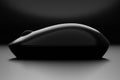 3D rendering Wireless Mouse black color, Gadget Technology concept design on black background