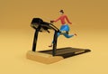 3d Rendering Woman Running Treadmill Machine On A Fitness Background