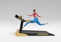 3d Rendering Woman Running Treadmill Machine on a Fitness Background Royalty Free Stock Photo