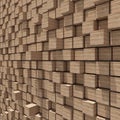 3d rendering of wood cubic random level background. Royalty Free Stock Photo