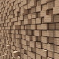 3d rendering of wood cubic random level background.