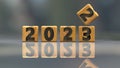 3d rendering of wood dice with 2023 wording