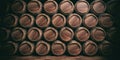 3d rendering wooden barrels background