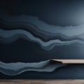 3d rendering of a wooden bench in front of a blue wall