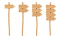 3d rendering of a wooden signpost set with one, two, three and four directional arrows attached. Royalty Free Stock Photo