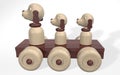 3D rendering wooden toy three dogs
