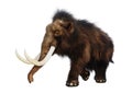 3D Rendering Woolly Mammoth on White