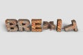 3D rendering the word `Brexit` made of bricks