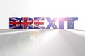 3D rendering the word `Brexit` with sun flare on a white background