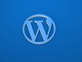 3d rendering of the WordPress Logo against a blue background