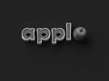 3D RENDERING WORDS `appl` AND AN APPLE ON PLAIN BACKGROUND