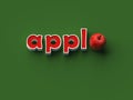 3D RENDERING WORDS `appl` AND AN APPLE ON PLAIN BACKGROUND