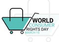 3D rendering World Consumer Rights Day concept with shopping cart on white background