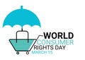 3D rendering World consumer rights day. March 15. Icon of a shopping cart