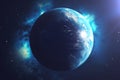 3D Rendering World Globe. Earth Globe with Backdrop Stars and Nebula. Earth, Galaxy and Sun From Space. Blue Sunrise Royalty Free Stock Photo