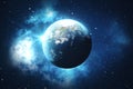 3D Rendering World Globe from Space in a Star Field Showing Night Sky With Stars and Nebula. View of Earth From Space Royalty Free Stock Photo