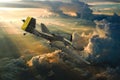 3D rendering of a world war two german dive bomber diving