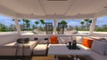 3D rendering of the yacht cabin