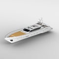 3D rendering of a yacht isolated on a grey background.