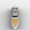 3D rendering of a yacht isolated on a grey background.