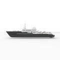 3D rendering of a yacht isolated on a white background.