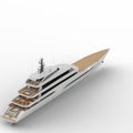 3D rendering of a yacht isolated on a white background.