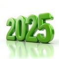 3D rendering of the year 2025 in silver. white background Royalty Free Stock Photo
