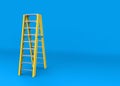 3d rendering. Yellow aluminum ladder stair on blue copy space background