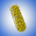 3d Rendering of yellow balls with smile in capsule - Happy Pills Concept - 3D Illustration Royalty Free Stock Photo