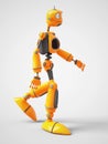 Yellow cartoon robot walking.