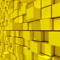 3d rendering of yellow cubic random level background.