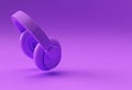 3D Rendering Yellow Headphones isolated on Purplle Background