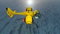 3D rendering of yellow helicopter