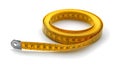 3D rendering of a yellow measuring tape. Clear and simple design, suitable for construction, sewing, or DIY projects Royalty Free Stock Photo