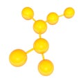 3d rendering yellow molecule or atom for Science or medical white background