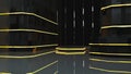 3D rendering Yellow neon tunnel hall in an empty abstract Royalty Free Stock Photo