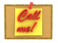 3D Rendering of yellow post it note saying Call me Royalty Free Stock Photo