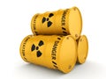 3D rendering Yellow radioactive barrels Royalty Free Stock Photo