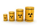 3D rendering Yellow radioactive barrels Royalty Free Stock Photo