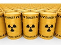 3D rendering Yellow radioactive barrels Royalty Free Stock Photo