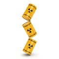 3D rendering Yellow radioactive barrels Royalty Free Stock Photo