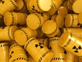 3D rendering Yellow radioactive barrels Royalty Free Stock Photo
