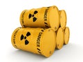 3D rendering Yellow radioactive barrels Royalty Free Stock Photo