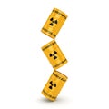 3D rendering Yellow radioactive barrels Royalty Free Stock Photo