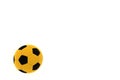 3d rendering yellow soccer ball on white background, 3d illustration