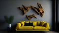 Yellow sofa in a modern living room. Royalty Free Stock Photo