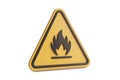 Yellow Triangular Flammable Warning Sign Isolated On White Background Royalty Free Stock Photo