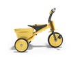 3D rendering yellow tricycle for child side view on white background with shadow Royalty Free Stock Photo